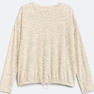 Leopard Print Drawstring Hem Top